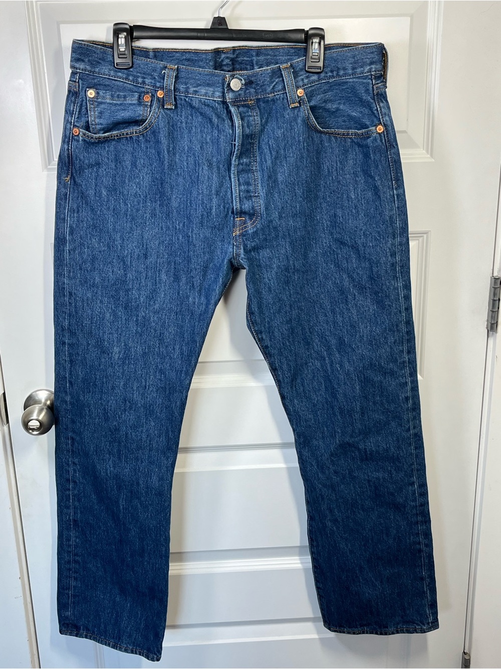 Levis 501 Original Fit Dark Wash Button Fly Jeans Mens 36x30